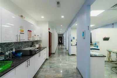 back hallway leading to the treatment rooms at Dental Beauty in Feasterville, PA